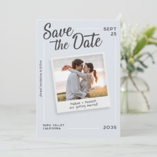 Moderne Schrift Save the Date Retro-Foto-Hochzeit
