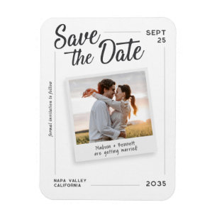 Moderne Schrift Save the Date Retro-Foto-Hochzeit Magnet