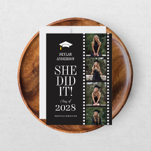 Moderne Schrift Senior Foto Abschluss Schwarze Rol Einladung