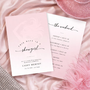Moderne Schrift Showgirl Blush Junggesellinnenabsc Einladung