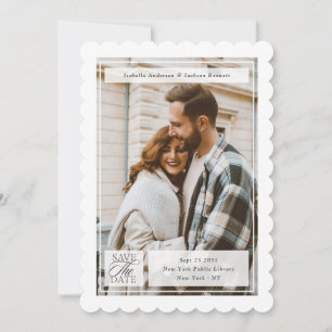Moderne Schrift Stempel Hochzeit Zweiseitiges Foto Save The Date