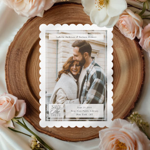 Moderne Schrift Stempel Hochzeit Zweiseitiges Foto Save The Date