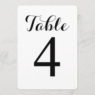 Moderne Schrift Tabelle 4   Tabellennummernkarte Einladung