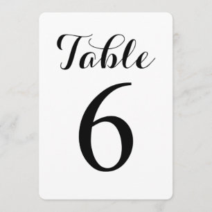 Moderne Schrift Tabelle 6   Tischnummernkarte Einladung