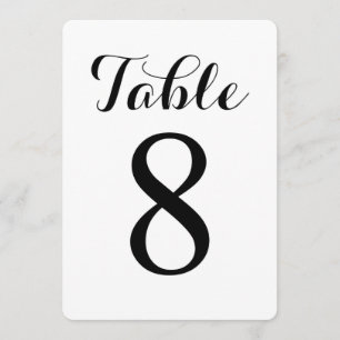 Moderne Schrift Tabelle 8   Tischnummernkarte Einladung