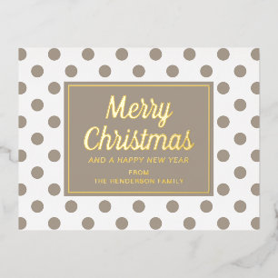 Moderne Schrift Taupe Frohe Weihnachten Gold Folien Feiertagspostkarte