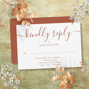Moderne Schrift Terrakotta Hochzeitsmenüwahl RSVP Karte
