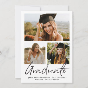 Moderne Schrift Trendy Casual Abschlussfoto-Collag Einladung