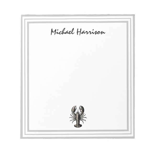 Moderne Schrift Trendy vintage Lobster Personalisi Notizblock (Vorderseite)