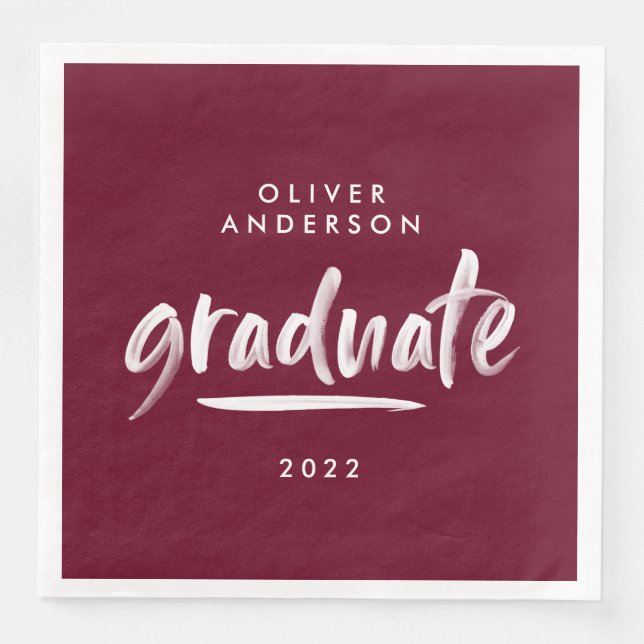 Moderne Schrift Typografie burgundy Graduierungspa Serviette (Vorderseite)