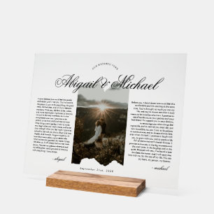 Moderne Schrift-Typografie Hochzeitsgelübde mit Fo Acrylschild