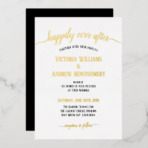 Moderne Schrift-Typografie Schwarz Goldene Hochzei Folieneinladung