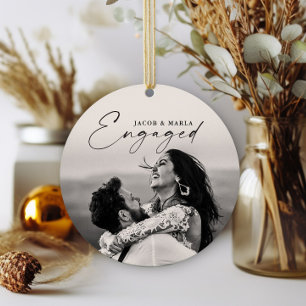 Moderne Schrift Verlobt 2 Foto Hochzeitsverlobung Keramik Ornament