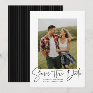 Moderne Schrift vertikales Foto Save-the-Date Save The Date