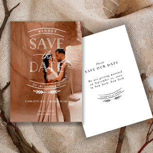 Moderne Schrift Vollfoto-Hochzeit Save The Date