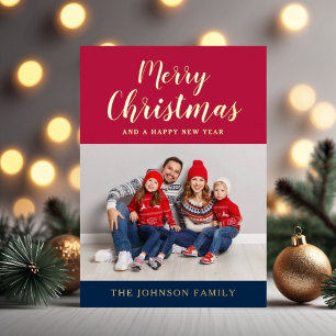 Moderne Schrift Weihnachtsfoto Gold Folien Feiertagskarte