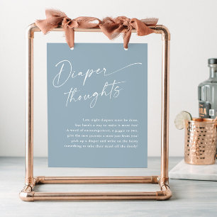 Moderne Schrift Windel Gedanken Blau Baby Shower Poster