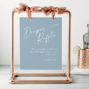 Moderne Schrift Windel-Raffle Blau Baby Shower Poster