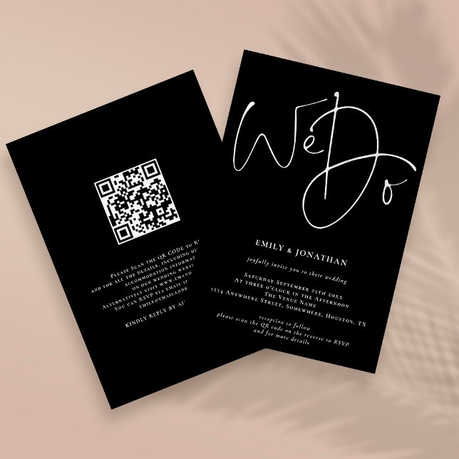 Moderne Schrift Wir Machen QR Code Hochzeit Schwar Einladung (Von Creator hochgeladen)