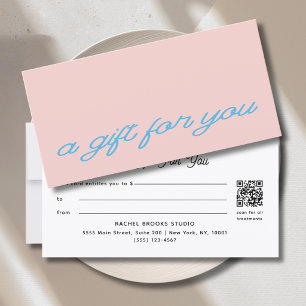 Moderne Schriftart Blush Pink QR-Code-Geschenkguts