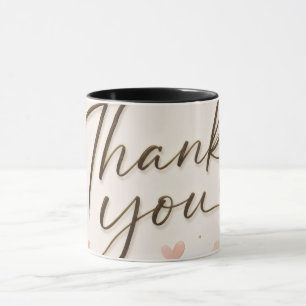 Moderne Schriftart Danke Rosa Herzen Zweifarbiges  Tasse