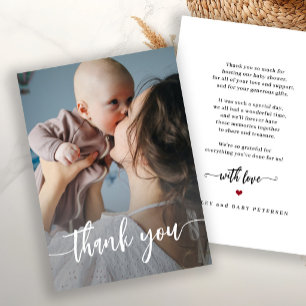 Moderne Schriftart-Foto-Baby-Party  Dankeskarte