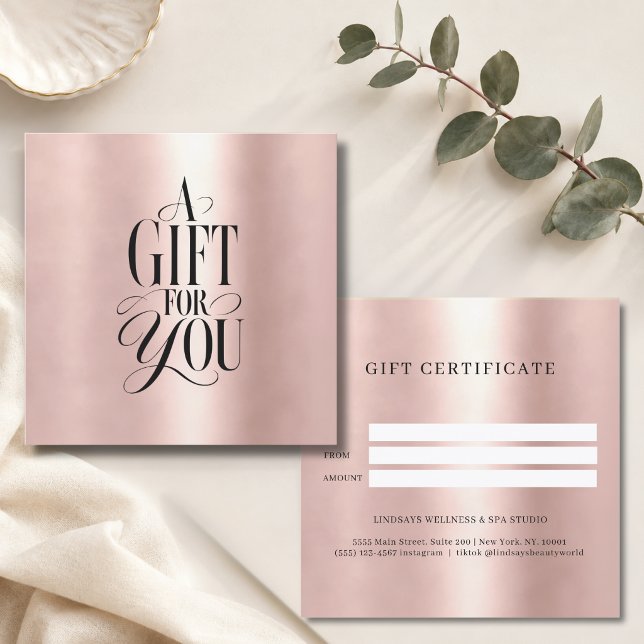 Moderne Schriftart Geschäft Geschenkgutschein (Modern Script Font Rose-Gold Business Gift Certificate)