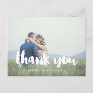 Moderne Schriftart Hochzeit danke Postkarte