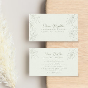 Moderne Schriftart Sage Green Therapeut Visitenkarte