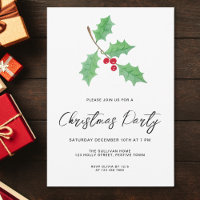 Moderne Schriftart Weihnachtsfeier mit Stechpalme