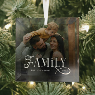 Moderne Schriftfamilie Benutzerdefinierter Foto-Na Ornament Aus Glas