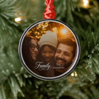 Moderne Schriftfamilie Benutzerdefinierter Foto-Na Ornament Aus Metall