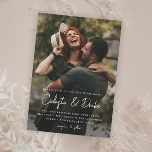 Moderne Schriftfoto-Hochzeit Magneteinladung
