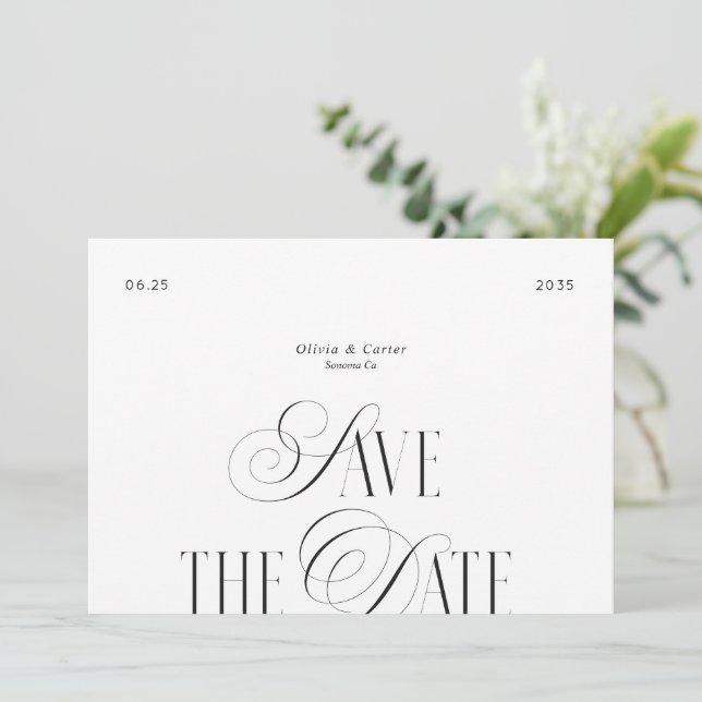 Moderne Schrifttypografie Foto  Save The Date (Stehend Vorderseite)