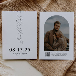 Moderne Schrifttypografie QR-Code Arch Foto Save The Date