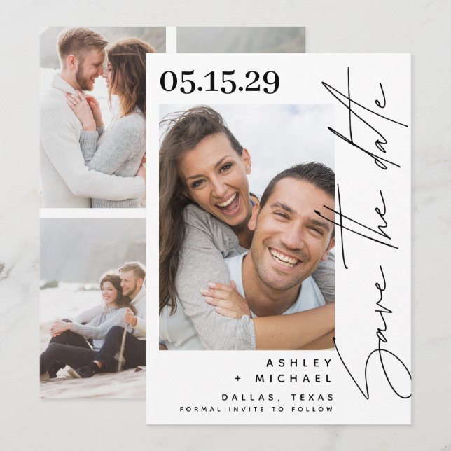 Moderne Schriftzeichen-Typografie 5 Foto Save The Date (Vorne/Hinten)