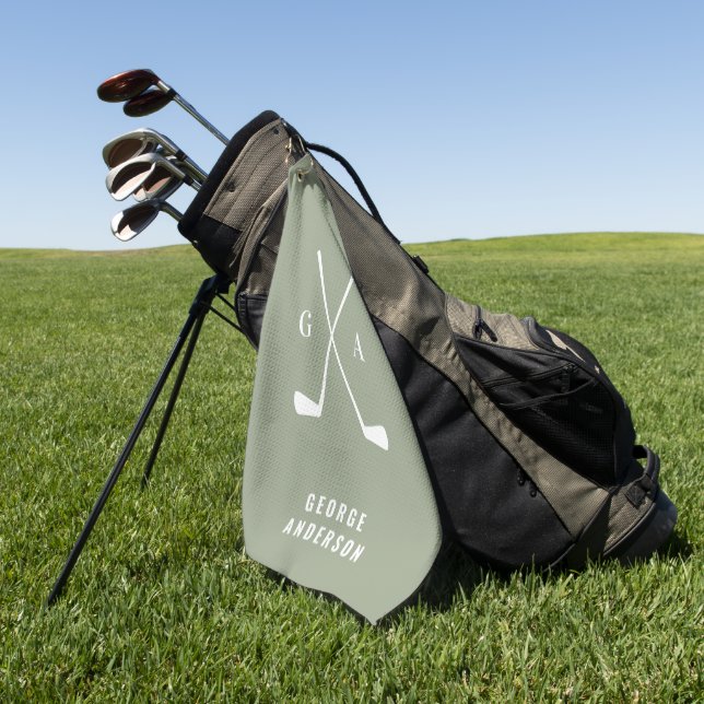 Moderne Schriftzeichen von Golf monogram elegant Golfhandtuch (Gras)