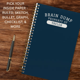 Moderne Schul-Gehirn-Dump-Liste Lustig Navy Blau Notizbuch