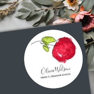 MODERNE SCHULE KIDS ÖLPENDE HAND ZEICHNETE APPLE RUNDER AUFKLEBER