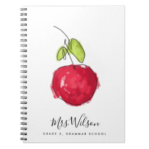 MODERNE SCHULE LEHRER ÖLPENDE HAND ZEICHNEN APPLE NOTIZBLOCK