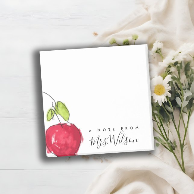 MODERNE SCHULE LEHRER ÖLPENDE HAND ZEICHNEN APPLE POST-IT KLEBEZETTEL (Von Creator hochgeladen)