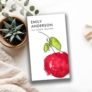 MODERNE SCHULE LEHRER ÖLPENDE HAND ZEICHNEN APPLE VISITENKARTE