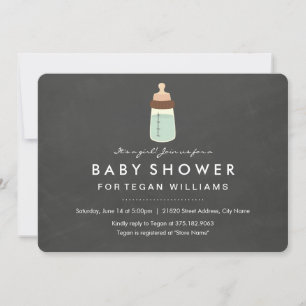 Moderne Schultafel & Flaschen-Baby-Shower-Einladun Einladung