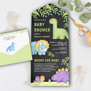 Moderne Schultafel Süßer kleiner Dinosaurier-Baby- All In One Einladung