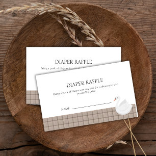 Moderne Schwan Gingham Diaper Raffle Baby Dusche Begleitkarte