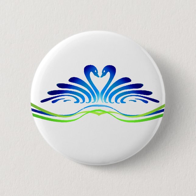 MODERNE SCHWÄNE u. HERZ durch SHARON SHARPE Button (Vorderseite)