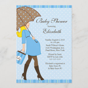 Moderne schwangere Mama-blauer Jungen-Baby-Dusche Einladung
