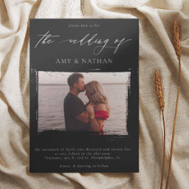 Moderne Schwarz beängstigende Hochzeit des Fotos Einladung