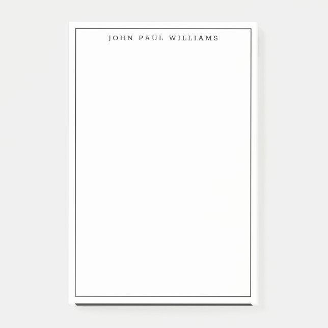 Moderne Schwarz-Beruflich-dünne Grenzlinie Post-it Klebezettel (Vorderseite)