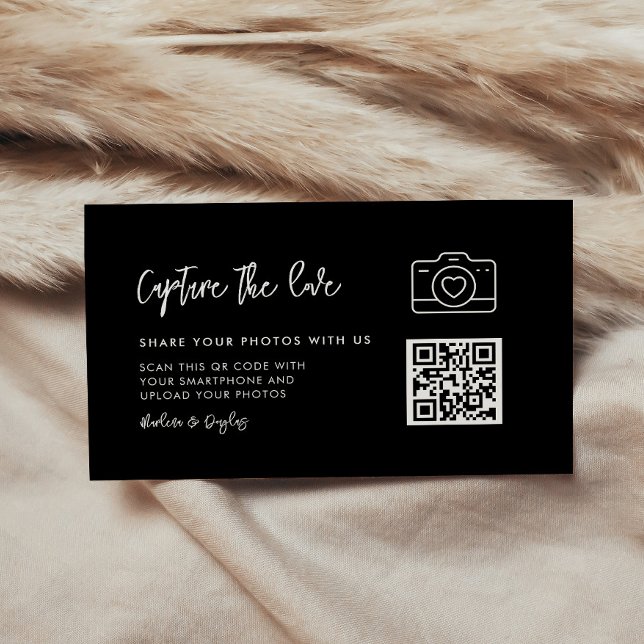 Moderne Schwarz Capture the Liebe Begleitkarte (Von Creator hochgeladen)